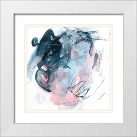 Abstracted Blues IV White Modern Wood Framed Art Print with Double Matting by Wang, Melissa
