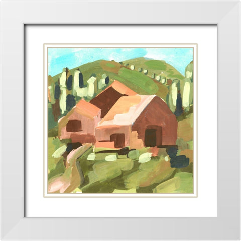Harvest Valley I White Modern Wood Framed Art Print with Double Matting by Wang, Melissa