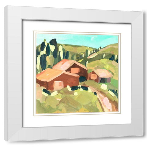 Harvest Valley II White Modern Wood Framed Art Print with Double Matting by Wang, Melissa