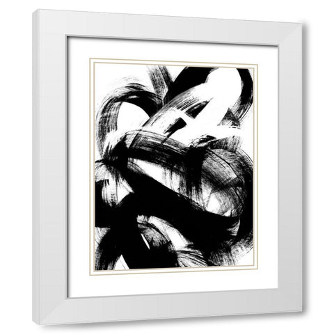 Onyx Swipe I White Modern Wood Framed Art Print with Double Matting by Vess, June Erica
