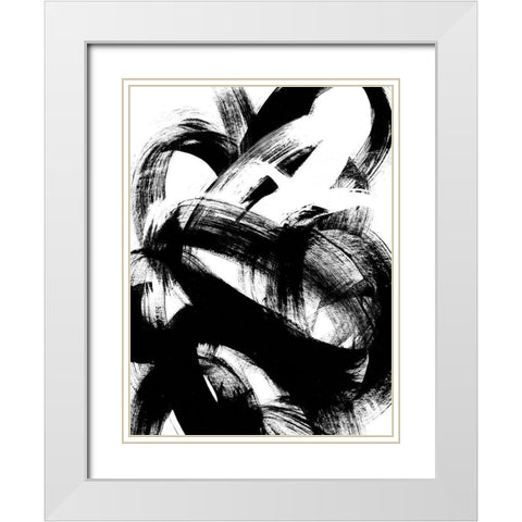 Onyx Swipe I White Modern Wood Framed Art Print with Double Matting by Vess, June Erica