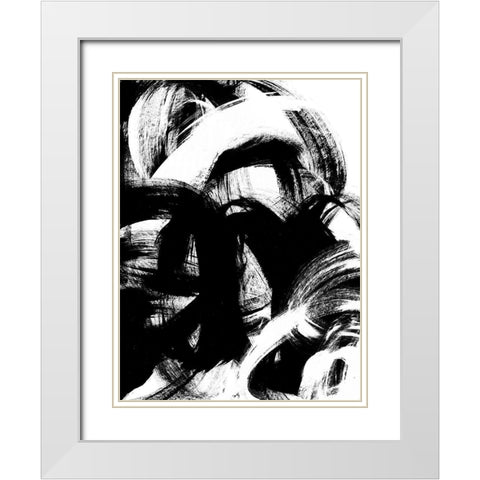Onyx Swipe II White Modern Wood Framed Art Print with Double Matting by Vess, June Erica