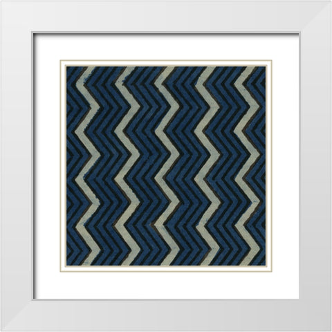 Indigo Geometrics II White Modern Wood Framed Art Print with Double Matting by Baxter Mill Archive