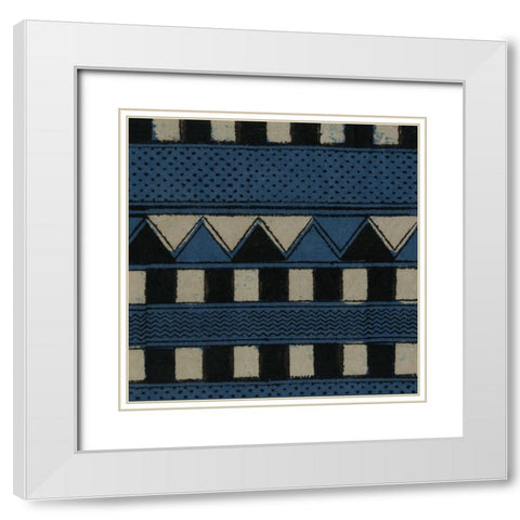 Indigo Geometrics III White Modern Wood Framed Art Print with Double Matting by Baxter Mill Archive