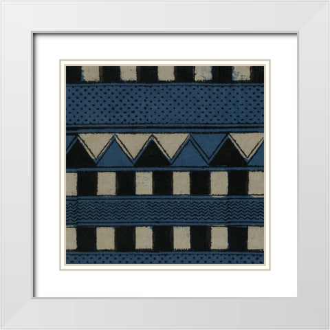 Indigo Geometrics III White Modern Wood Framed Art Print with Double Matting by Baxter Mill Archive