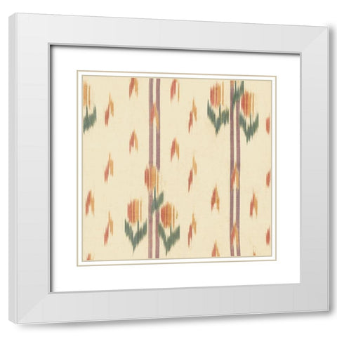 Flame Stitch Motif III White Modern Wood Framed Art Print with Double Matting by Baxter Mill Archive