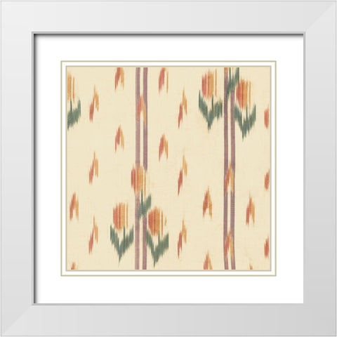 Flame Stitch Motif III White Modern Wood Framed Art Print with Double Matting by Baxter Mill Archive
