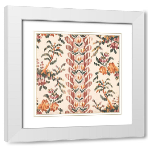 Flame Stitch Motif IV White Modern Wood Framed Art Print with Double Matting by Baxter Mill Archive