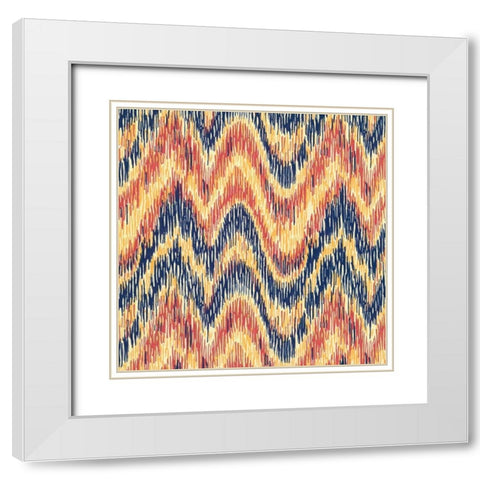 Flame Stitch Motif V White Modern Wood Framed Art Print with Double Matting by Baxter Mill Archive