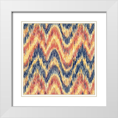 Flame Stitch Motif V White Modern Wood Framed Art Print with Double Matting by Baxter Mill Archive