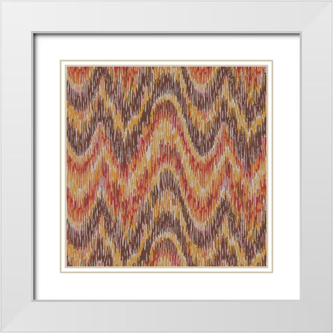 Flame Stitch Motif VI White Modern Wood Framed Art Print with Double Matting by Baxter Mill Archive