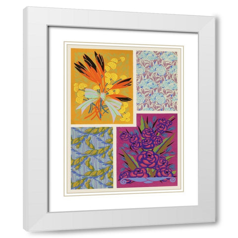 Art Deco Florals I White Modern Wood Framed Art Print with Double Matting by Baxter Mill Archive