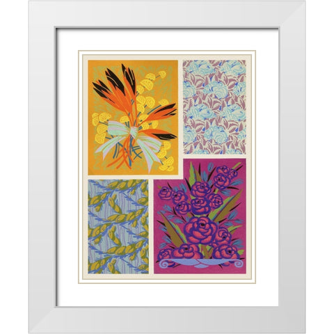 Art Deco Florals I White Modern Wood Framed Art Print with Double Matting by Baxter Mill Archive
