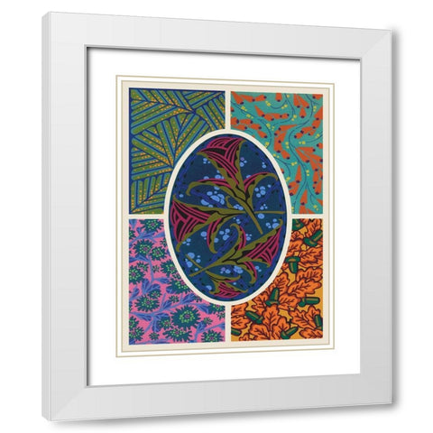 Art Deco Florals II White Modern Wood Framed Art Print with Double Matting by Baxter Mill Archive