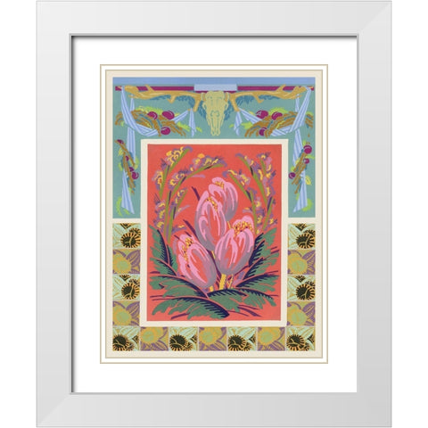 Art Deco Florals VIII White Modern Wood Framed Art Print with Double Matting by Baxter Mill Archive