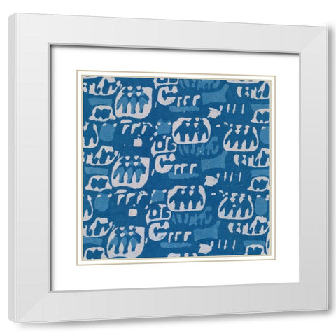 Blue Batik I White Modern Wood Framed Art Print with Double Matting by Baxter Mill Archive