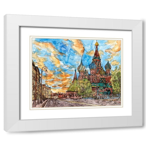 Russia Temple I White Modern Wood Framed Art Print with Double Matting by Wang, Melissa