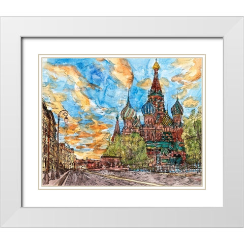 Russia Temple I White Modern Wood Framed Art Print with Double Matting by Wang, Melissa