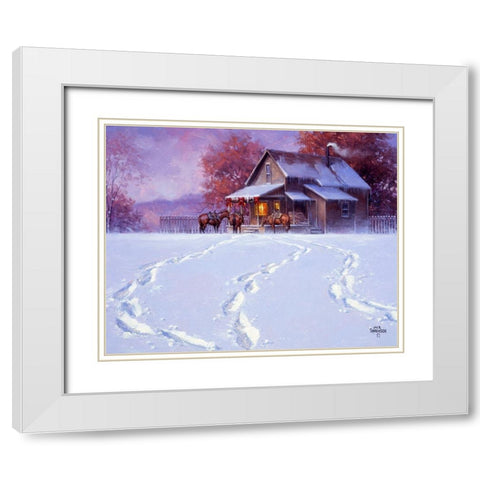 All Tracks Lead Home for the Holidays White Modern Wood Framed Art Print with Double Matting by Sorenson, Jack