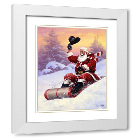 Here Comes Santa White Modern Wood Framed Art Print with Double Matting by Sorenson, Jack