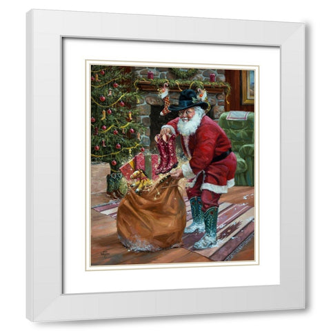New Boots for Christmas White Modern Wood Framed Art Print with Double Matting by Sorenson, Jack