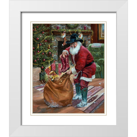 New Boots for Christmas White Modern Wood Framed Art Print with Double Matting by Sorenson, Jack
