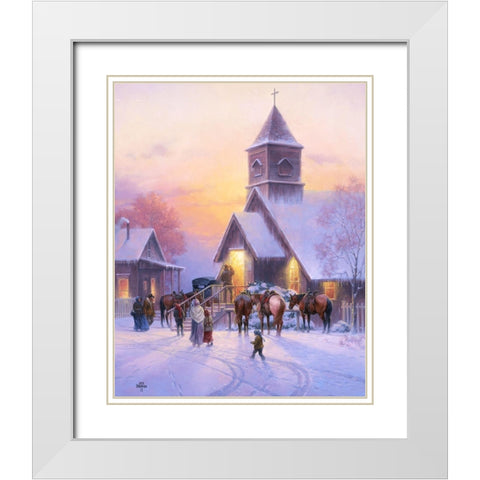 Sunday Service White Modern Wood Framed Art Print with Double Matting by Sorenson, Jack