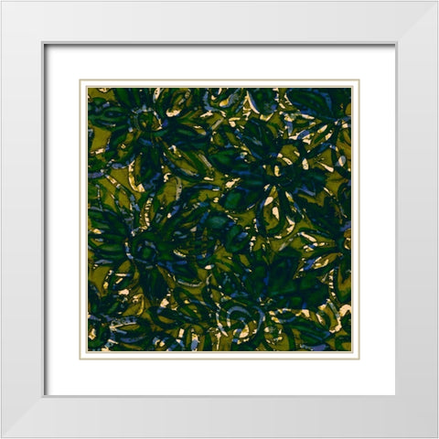 Teal Batik I White Modern Wood Framed Art Print with Double Matting by Baxter Mill Archive