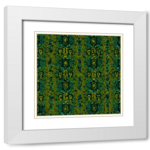 Teal Batik II White Modern Wood Framed Art Print with Double Matting by Baxter Mill Archive