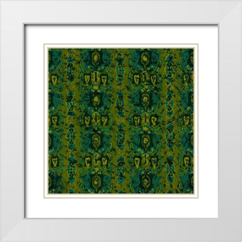 Teal Batik II White Modern Wood Framed Art Print with Double Matting by Baxter Mill Archive