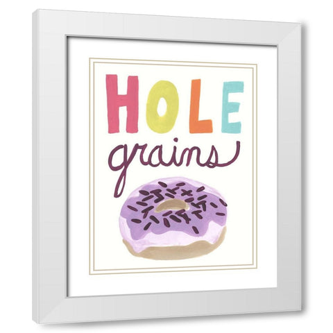Happy Donuts I White Modern Wood Framed Art Print with Double Matting by Vess, June Erica