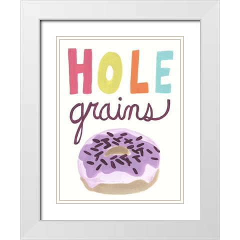 Happy Donuts I White Modern Wood Framed Art Print with Double Matting by Vess, June Erica