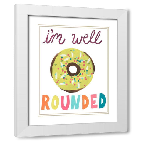 Happy Donuts II White Modern Wood Framed Art Print with Double Matting by Vess, June Erica