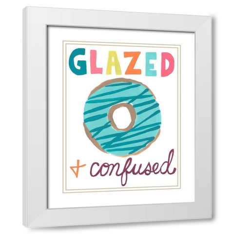 Happy Donuts III White Modern Wood Framed Art Print with Double Matting by Vess, June Erica