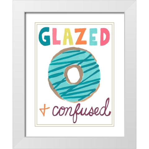 Happy Donuts III White Modern Wood Framed Art Print with Double Matting by Vess, June Erica