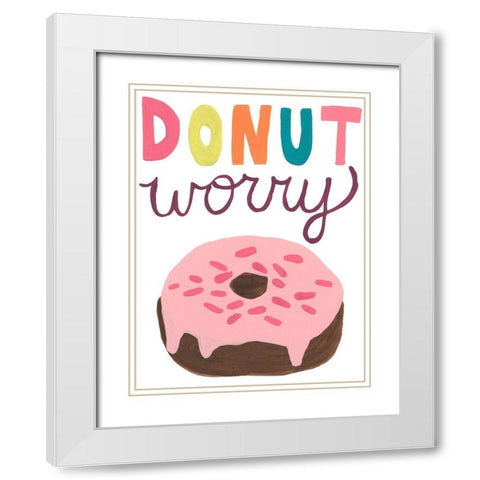 Happy Donuts IV White Modern Wood Framed Art Print with Double Matting by Vess, June Erica