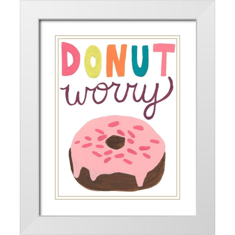 Happy Donuts IV White Modern Wood Framed Art Print with Double Matting by Vess, June Erica