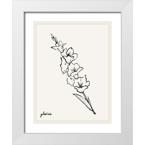 Gladiola Sketch I White Modern Wood Framed Art Print with Double Matting by Popp, Grace