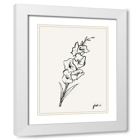 Gladiola Sketch II White Modern Wood Framed Art Print with Double Matting by Popp, Grace