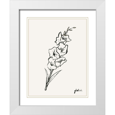 Gladiola Sketch II White Modern Wood Framed Art Print with Double Matting by Popp, Grace