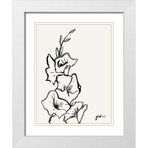 Gladiola Sketch III White Modern Wood Framed Art Print with Double Matting by Popp, Grace