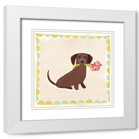 Dachshund Delight IV White Modern Wood Framed Art Print with Double Matting by Vess, June Erica