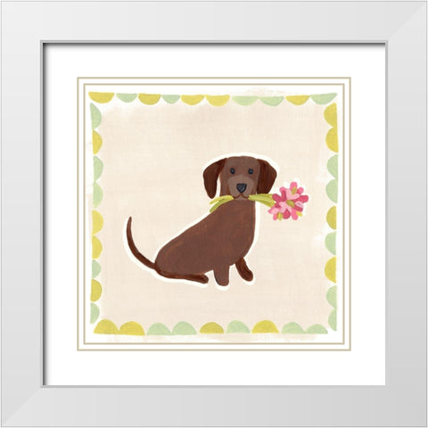 Dachshund Delight IV White Modern Wood Framed Art Print with Double Matting by Vess, June Erica