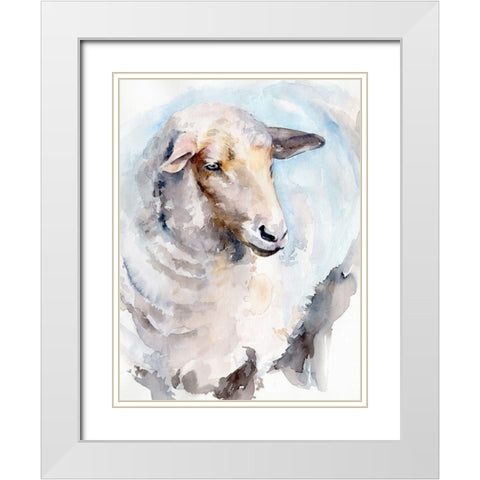 Watercolor Sheep I White Modern Wood Framed Art Print with Double Matting by Parker, Jennifer Paxton