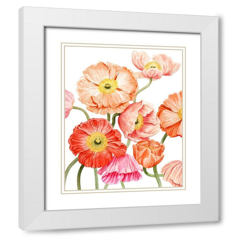 Bright Poppies I White Modern Wood Framed Art Print with Double Matting by Popp, Grace