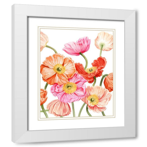 Bright Poppies II White Modern Wood Framed Art Print with Double Matting by Popp, Grace