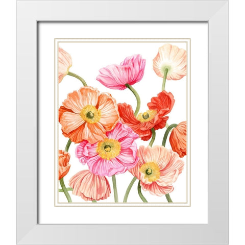 Bright Poppies II White Modern Wood Framed Art Print with Double Matting by Popp, Grace