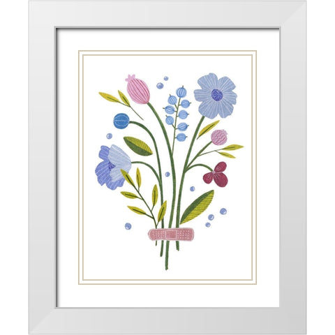 Blooming Again II White Modern Wood Framed Art Print with Double Matting by Wang, Melissa