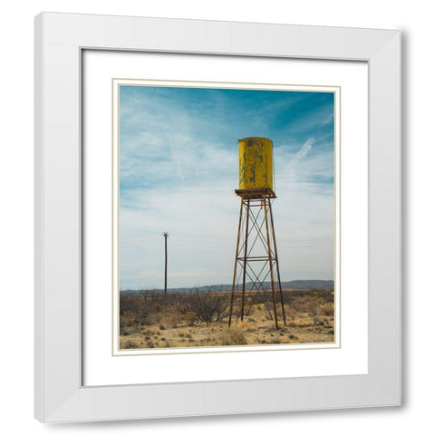 Yellow Water Tower II White Modern Wood Framed Art Print with Double Matting by Quintero, Sonja