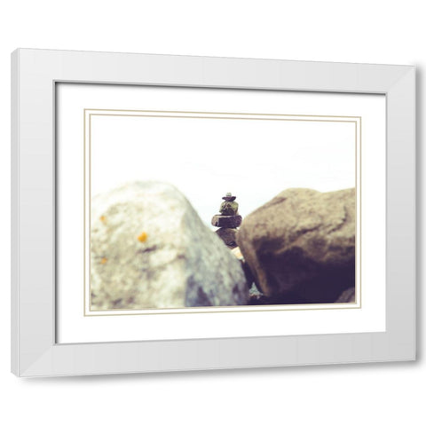 Bay Rocks I White Modern Wood Framed Art Print with Double Matting by Quintero, Sonja